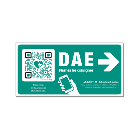 Panneau Consignes DAE (Appareil vers la droite)